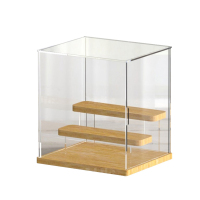 翌嘉YJ4122632 透明收纳防尘罩盲盒乐高积木手办亚克力展示盒 木底三层 220*180*235