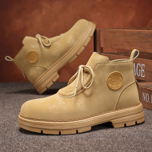 秋冬季新款超纤皮面男士高帮马丁靴英伦风高品质工装运动潮男靴