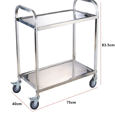 加厚不锈钢餐车商用三层小推车收餐车收碗车双层餐厅送餐车上菜车 不锈钢加厚二层小号餐车