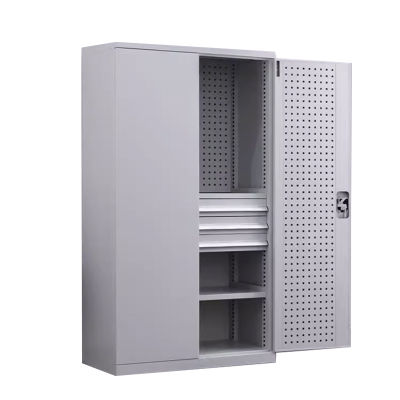 利特莱依重型工具柜车间用加厚物件工具储物柜工厂铁皮柜汽修厂零件收纳柜白色三层三抽带挂板