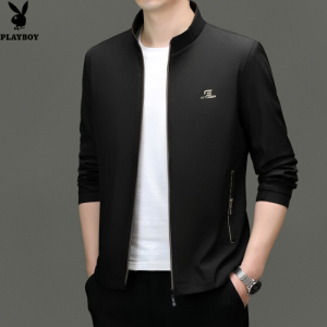 花花公子品质新款男装立领夹克男士外套直筒型春秋冬基础中青年外穿上衣