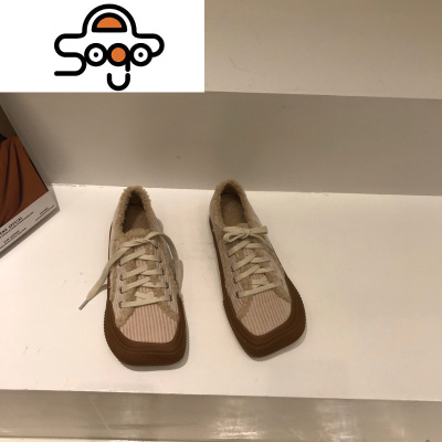 七色王国韩版单鞋女鞋子2020年新款秋冬季加绒加厚底保暖大头休闲百搭瓢鞋休闲鞋