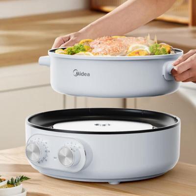 美的(Midea)电蒸锅电煮锅电锅一体多功能锅炖蒸煮一体三层双控可拆锅体多功能家用大火力MZ-ZGC3012C