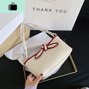 白色蝴蝶结小包包女包2020夏新款潮时尚百搭单肩包手提法棍腋下包NEW LAKE女士单肩包