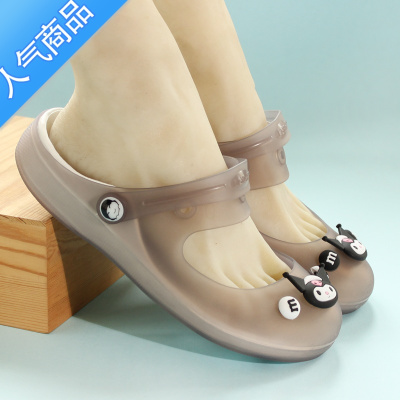 SUNTEK2023新款ins可爱洞洞鞋女夏季软底防滑厚底凉鞋外穿外出沙滩拖鞋