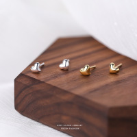 s999足银爱心桃心耳钉女养耳洞睡觉免摘心形小众耳环情人节耳饰送女朋友老婆情人节七夕生日礼物