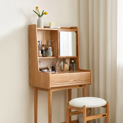 全友家居小户型卧室实木多功能梳妆台化妆凳化妆桌子收纳柜一体