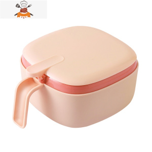 调料盒组合套装家用厨房用品盐糖味精四格收纳一体多格调味罐油壶 敬平 撞色粉[加厚升级款](内赠4勺)厨房收纳盒