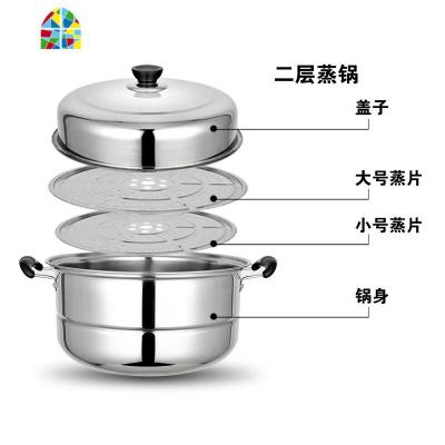 封后不锈钢加厚二层蒸锅 汤锅 可蒸二层 1二层家用用电磁炉 FENGHO 甘肃宁夏青海内蒙古西藏新疆快递停运 26cm