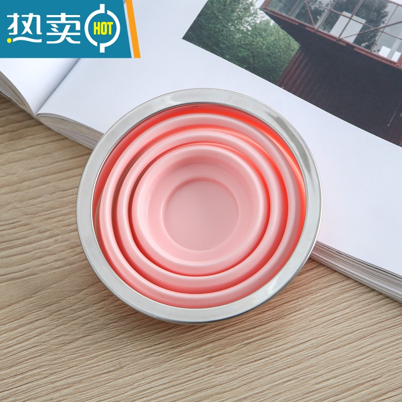 敬平便携式杯子可折叠伸缩水杯硅胶压缩杯户外漱口杯泡茶杯旅行喝水杯 [透明盖子]少女粉洗漱杯