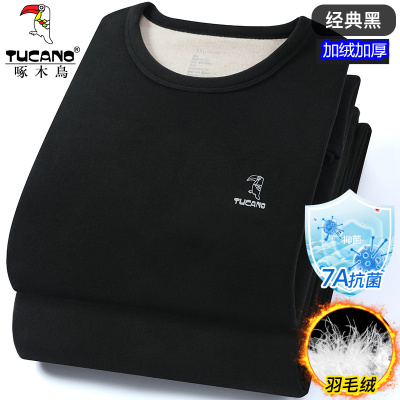 啄木鸟羊毛蚕丝德绒男士保暖内衣套装加厚加绒冬季秋衣秋裤