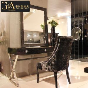 轻奢烤漆梳妆台卧室黑白色梳妆桌现代化妆桌美式个性简约化妆台