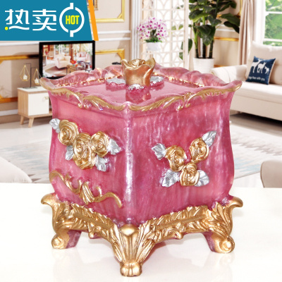 敬平牙签盒家用轻奢棉签盒高颜值客厅收纳盒子高端个性创意牙签筒 幸福玫瑰珍珠红二合一