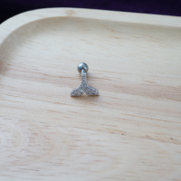 韩国进口耳钉精致镶钻美人鱼尾 仙人掌 微笑耳骨钉耳蜗钉单只送女朋友老婆情人节七夕生日礼物