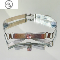 JiMi银色水钻蝴蝶结皮革项链y2k甜酷辣妹皮质项链choker颈链女