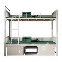 居将 制式营具双人床营房宿舍铁架床双层高低床上下铺钢制组合床公寓床含床下柜