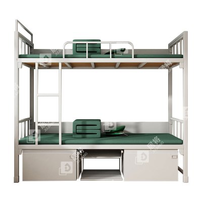 居将 制式营具双人床营房宿舍铁架床双层高低床上下铺钢制组合床公寓床含床下柜