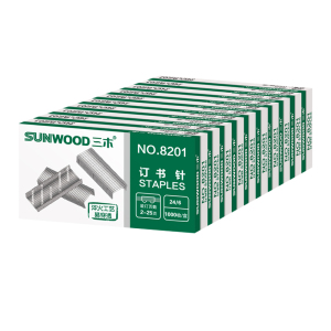 三木(SUNWOOD) 12#订书钉/订书针/可订25页/办公用品1000枚/盒 10盒装8201