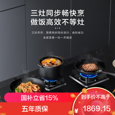 老板(ROBAM) 燃气灶 4.2kW 煤气灶 老板燃气灶 单灶具 三眼灶 燃气灶嵌入式 灶台 液化气灶39B1AY