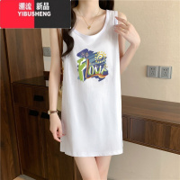 YIBUSHENG清凉快吊带连衣裙女天中长款无袖背心t恤裙子外穿辣妹运动