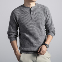 含羊毛毛衣男2025秋冬新款圆领纯色打底保暖男士针织衫