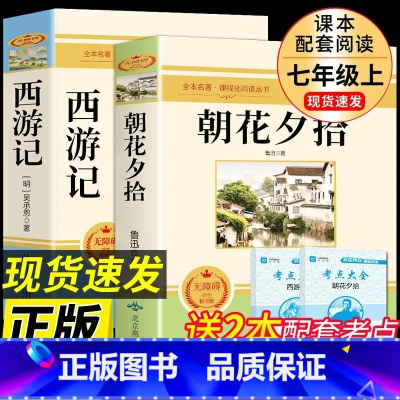 七年级上下册必读选读全套[共七本]*赠必刷题 [正版]初中七年级必读名著西游记朝花夕拾人教版选读白洋淀纪事猎人笔记镜花缘