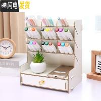 三维工匠笔筒创意女时尚ins可爱学生书桌桌面多功能斜插式文具收纳盒木质 白色[收藏送手机支架]