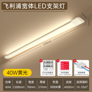 飞利浦宽体支架灯led长条灯超亮三防日光灯管一体式全套超薄1.2米