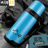 三维工匠保温杯大容量保温瓶瓶宝宝婴儿外出水杯子男女便携水壶1000 蓝色1800