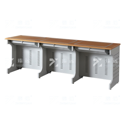 臻远 ZY4012418 隐藏式翻转电脑桌培训桌办公桌B款三人位