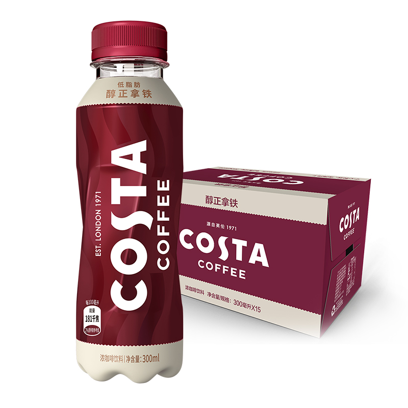 可口可乐costa coffee醇正咖啡拿铁浓咖啡300ml*15瓶