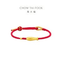 周大福如鱼得水本命年好寓意红绳足金黄金手链EOR1377礼物七夕礼物
