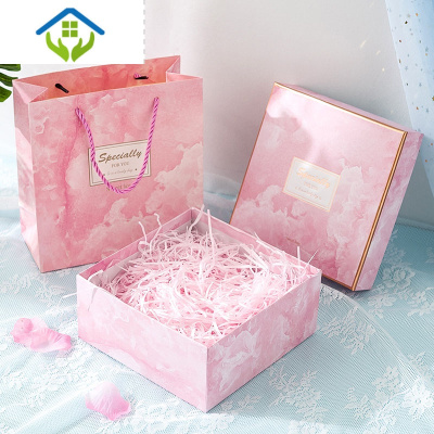 御蓝锦礼物盒礼品盒包装空盒子网红创意精致口红香水生日精美大理石