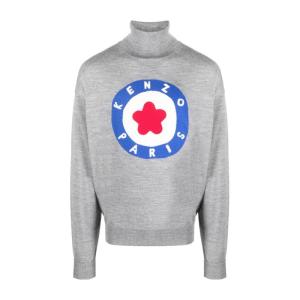 高田贤三(Kenzo)嵌花针织徽标混色高领落肩长袖运动卫衣男