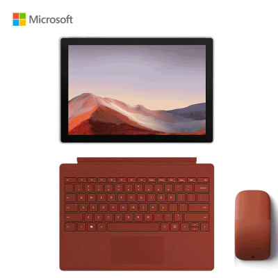 套餐三-微软SurfacePro7二合一平板电脑笔记本Win10i58G256G亮铂金+波比红键盘+Arc