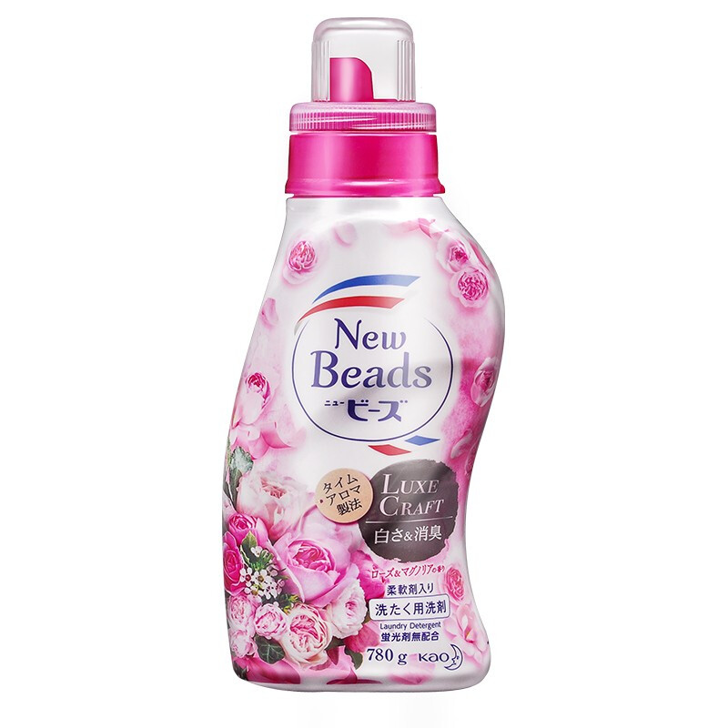 日本进口花王洗衣液含柔顺剂柔软护色去污 持久留香 玫瑰香780g