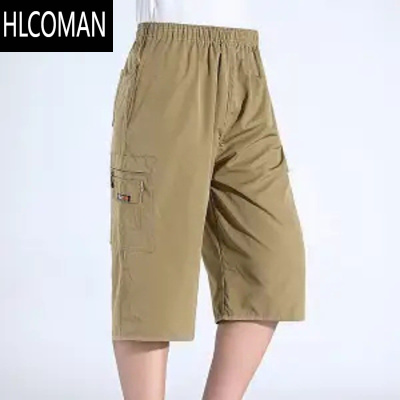 HLCOMAN爸爸休闲短裤宽松中老年人7分中裤大裤衩外穿中年男士七分裤夏季