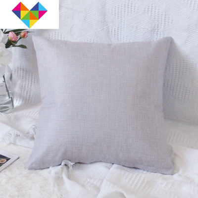 正方形纯色亚麻沙发抱枕靠垫客厅靠背腰枕背垫枕头靠枕套子不含芯御蓝锦