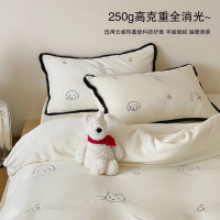 冬季加厚保暖牛奶绒四件套可爱卡通珊瑚绒法兰绒被套床单床上用品