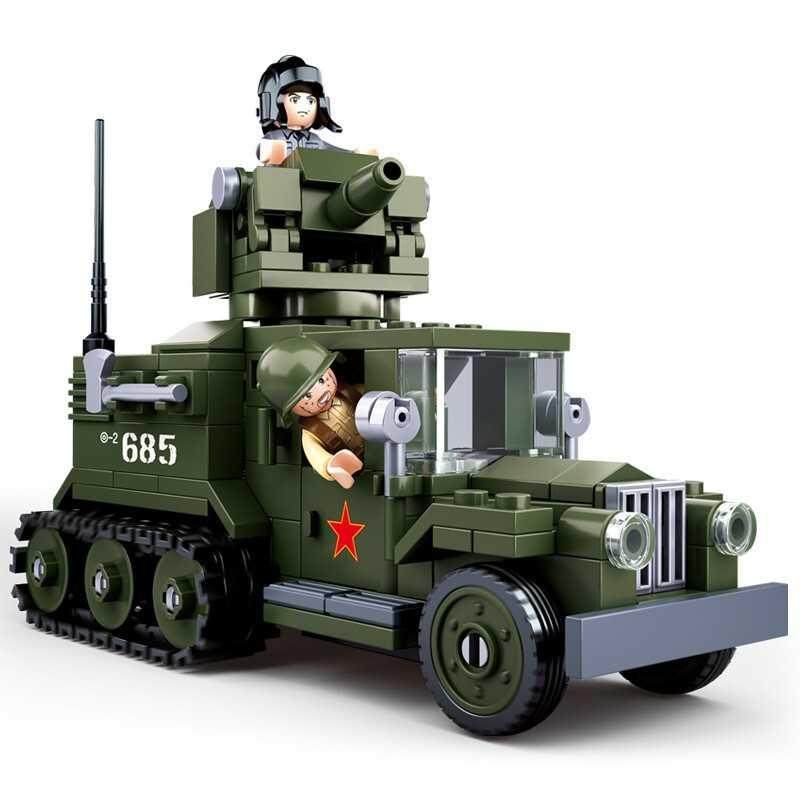 新年GAZ-B067吉普车M38-B0682军事拼装坦克积木玩具男装甲车 M38-B0685嘎斯半履带卡车