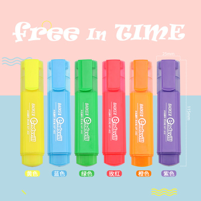 宝克(BAOKE)MP460 斜头彩色荧光笔 考试复习醒目标记笔/广告彩绘笔/涂鸦画笔 10支/盒 1盒