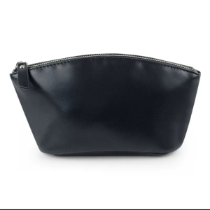 苏宁宜品&一禾亼物2025新款化妆包英伦复古疯马皮革手拿拉链化妆袋便携YH081黑色