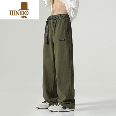 YANXU日系直筒工装裤男生秋季休闲裤潮牌盐系男友风宽松阔腿长裤子