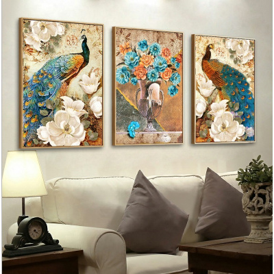 十字绣孔雀开屏客厅凤凰新款牡丹图新款线绣2017花开富贵全绣花卉