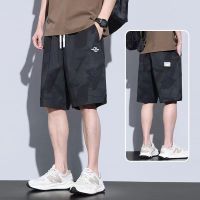 夏季冰丝运动五分短裤男潮流薄款宽松凉感透气百搭休闲迷彩工装裤