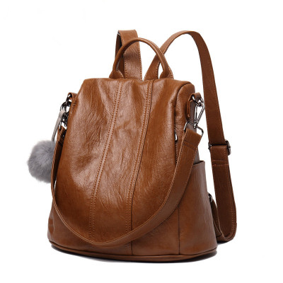 真皮牛皮防盗背包大容量女士双肩包包新款韩版潮流软皮书包妈咪包