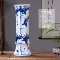 水养富贵竹花瓶摆件景德镇陶瓷手绘青花瓷中式客厅插花落地特大号 三维工匠 竹节牡丹大号送木底座