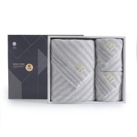 洁丽雅新疆棉抗菌浴巾套装礼盒纯棉柔软吸水大号毛浴巾 毛巾*2+浴巾*1 浅灰 W0846+W0640