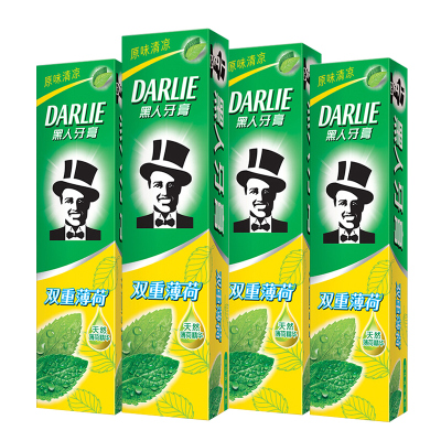 好来 原黑人双重薄荷牙膏清新口气 225g*4(新老包装随机发)