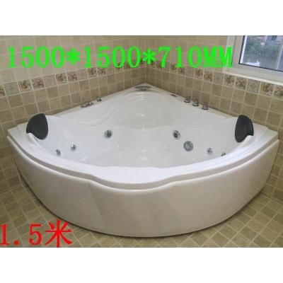 情侣双人按摩浴缸1.3/1.5米亚克力冲浪浴池三角形扇形浴盆波迷娜BOMINA 五件套冲浪按摩 ≈1.5M